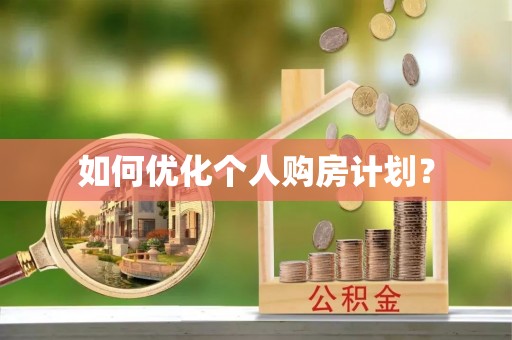 乐业如何优化个人购房计划？