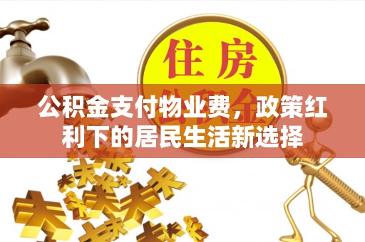 乐业公积金支付物业费，政策红利下的居民生活新选择
