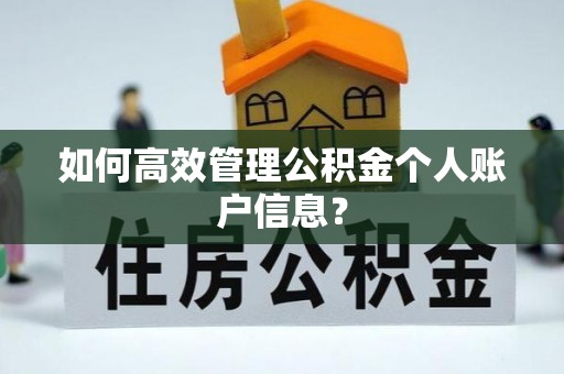 乐业如何高效管理公积金个人账户信息？